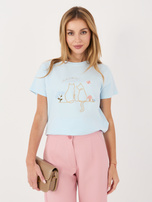 Jasnoniebieski damski t-shirt z bawełny