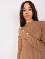 Hurt Camelowa sukienka dzianinowa z guzikami przy rękawach