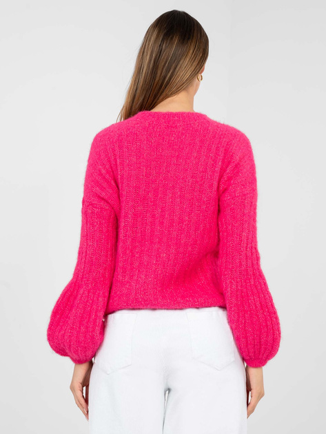 Fuksjowy sweter oversize z domieszką wełny