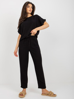 Hurt Czarny komplet letni z dodatkiem lnu RUE PARIS