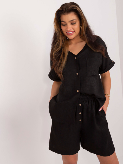 Hurtownia Czarny letni komplet z szerokimi szortami