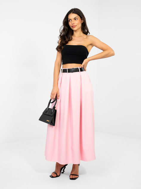 Pastelowa różowa garniturowa spódnica maxi