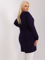 Hurtownia Granatowy sweter plus size z dzianiny