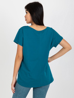 Hurt Morski klasyczny t-shirt basic z dekoltem V Emory