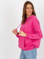 Hurtownia Fuksjowa dresowa bluza kangurka z kapturem 