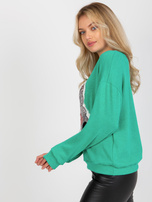 Hurt Turkusowy damski sweter klasyczny z aplikacją z cekinów