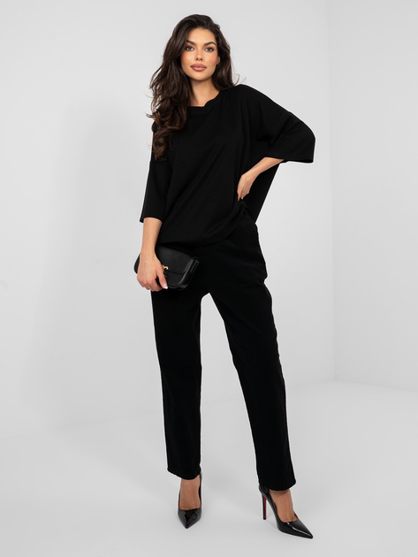 Czarna bluzka basic z miękkiego materiału RUE PARIS