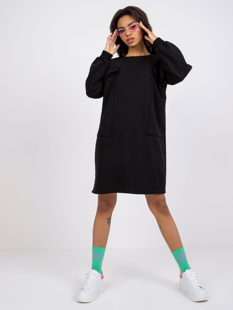 Czarna sukienka z kieszeniami Carrara