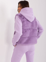 Hurtownia Jasnofioletowa kamizelka damska ze sztucznego futra