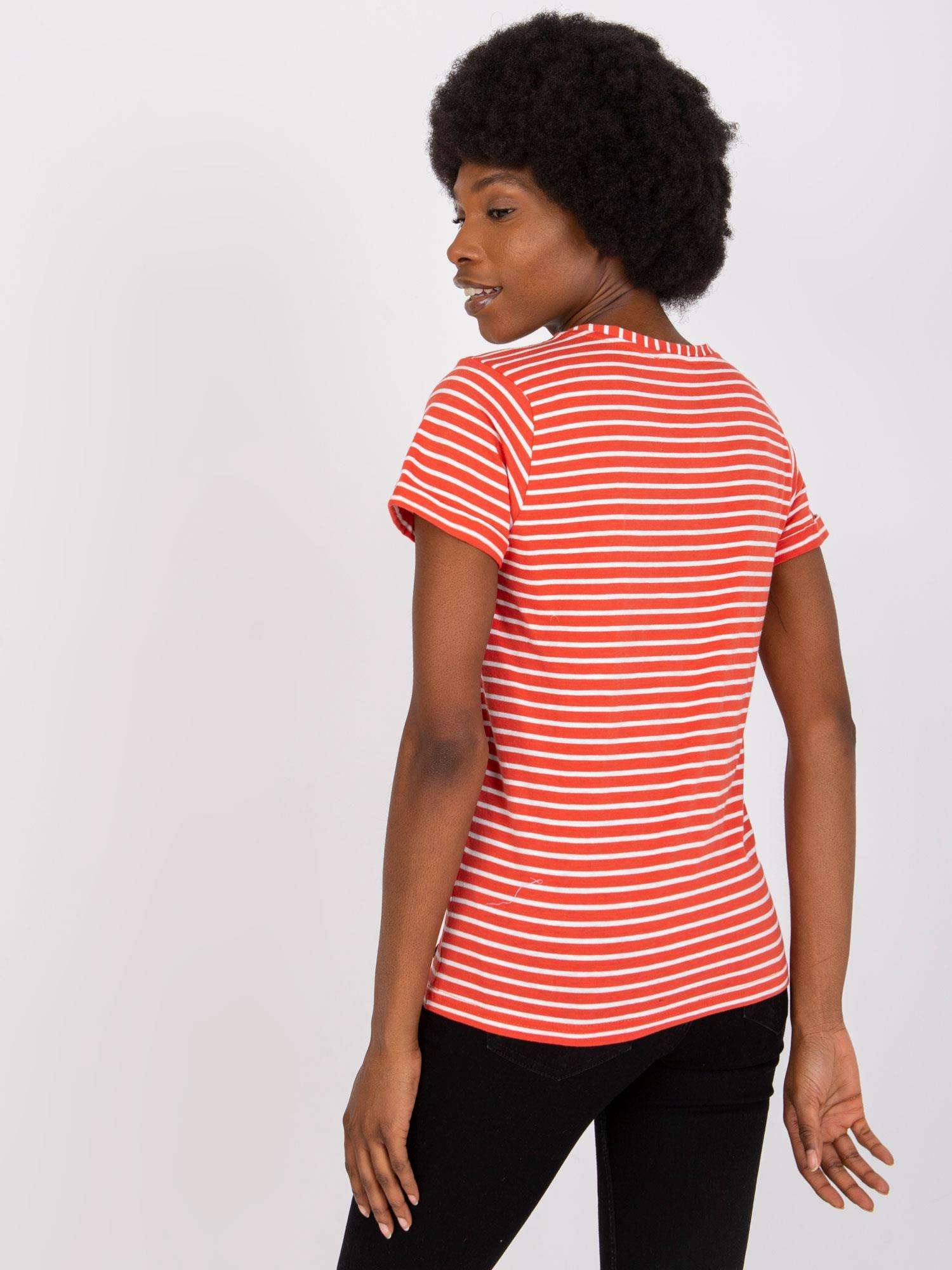 Pomarańczowy t-shirt damski z bawełny STITCH & SOUL 