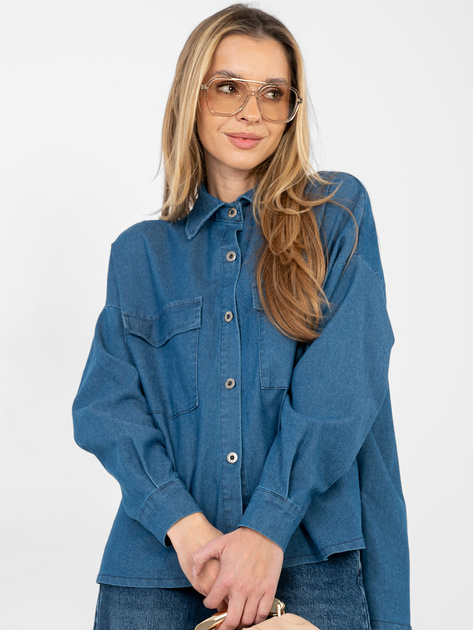 Niebieska jeansowa koszula z dłuższym tyłem