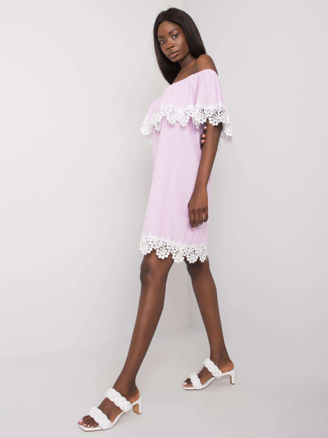 Jasnofioletowa sukienka hiszpanka z koronką Lee
