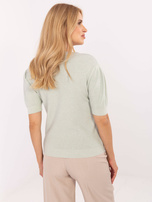 Pistacjowy damski sweter z krótkim rękawem