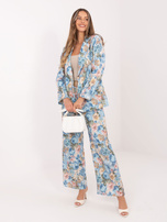 Jasnoniebieskie garniturowe spodnie z paskiem RUE PARIS