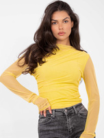 Żółta elegancka bluzka z siateczki