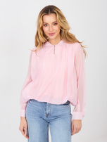 Jasnoróżowa wizytowa bluzka z gumką na dole