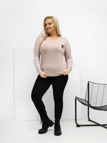 Beżowa bluzka plus size z dekoltem V