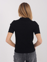 Czarny damski sweter z krótkim rękawem