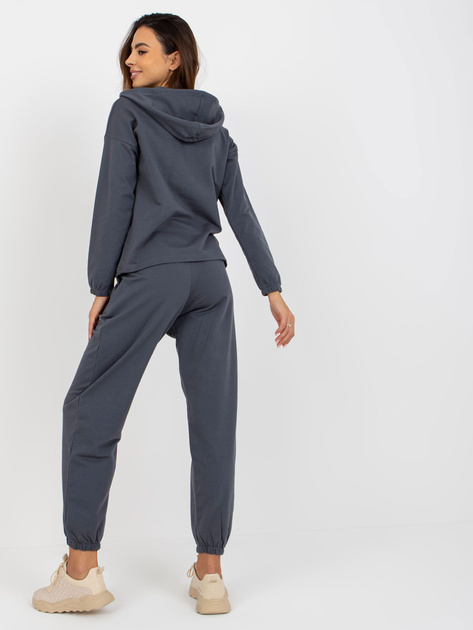 Hurtownia Grafitowa gładka piżama bawełniana z kapturem