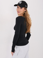 Czarna bluzka basic z okrągłym dekoltem 