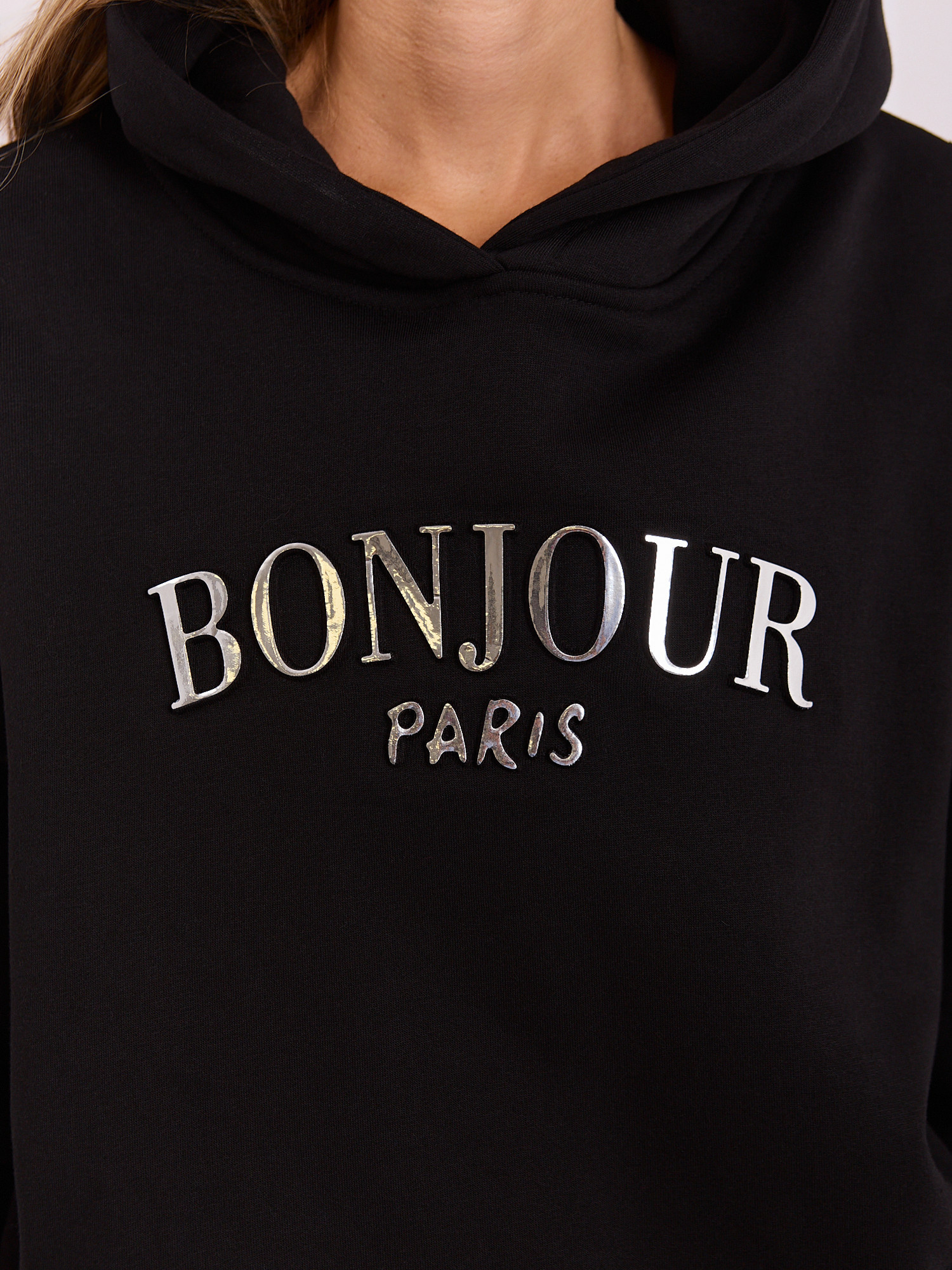 Schwarzer Hoodie mit Taschen Lille RUE PARIS.