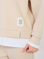 Beżowy damski komplet z bluzą oversize RUE PARIS 