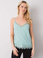 Miętowy top damski z koronką Leyla