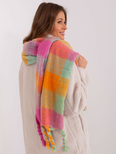 Hurtownia Różowo-miętowy ciepły szal damski