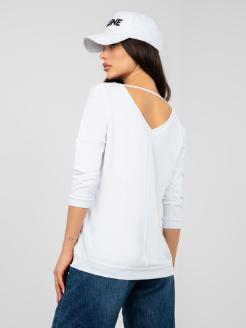 Biała bluzka basic z dekoltem na plecach RUE PARIS 