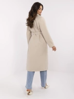 Beżowy damski płaszcz z kołnierzem 