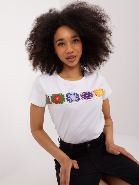 Hurt Biały bawełniany t-shirt z haftem BASIC FEEL GOOD