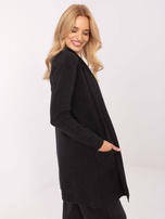 Czarny damski kardigan z kieszeniami