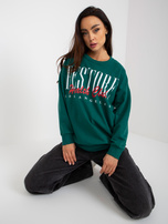 Hurtownia Ciemnozielona bluza z nadrukiem bez kaptura