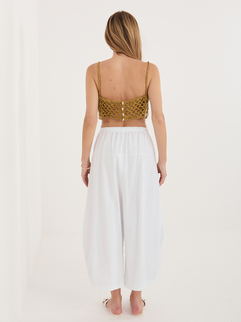 Białe sztruksowe spodnie alladynki