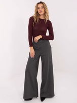 Burgundowa cienka bluzka z okrągłym dekoltem