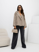 Ciemnobeżowy płaszcz oversize z rękawem 3/4 RUE PARIS 