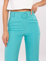 Hurt Turkusowe materiałowe spodnie z paskiem