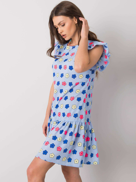 Niebieska sukienka z falbaną Eria