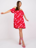 Czerwona sukienka mini w kwiaty Amaya FRESH MADE 