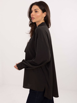 Czekoladowa wizytowa bluzka z ozdobnym kołnierzem