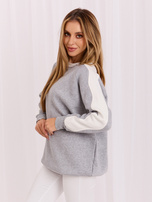 Hurtownia Szaro-biała dresowa bluza basic bez kaptura RUE PARIS