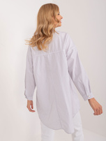 Hurt Jasnoszara długa koszula rozpinana w paski 