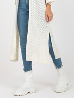 Hurt Ecru długi ażurowy kardigan z szerokim rękawem OCH BELLA 