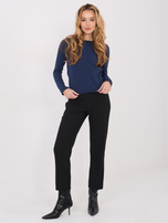 Granatowa bluzka basic z okrągłym dekoltem