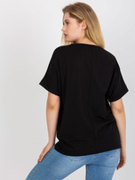 Czarny bawełniany t-shirt plus size z okrągłym dekoltem 