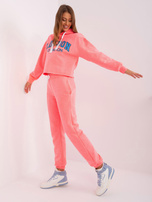 Hurtownia Fluo różowo-niebieski komplet dresowy z troczkami