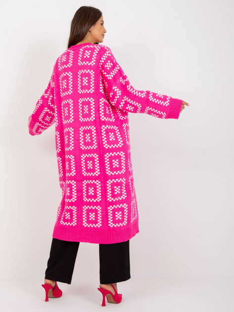 Hurtownia Fluo różowy wzorzysty kardigan bez zapięcia RUE PARIS