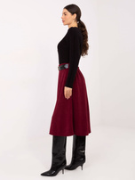 Bordowa spódnica z prążkowanej dzianiny RUE PARIS