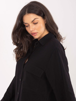 Czarna damska koszula oversize z kieszenią