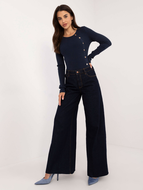 Hurt Granatowy klasyczny sweter z domieszką wiskozy